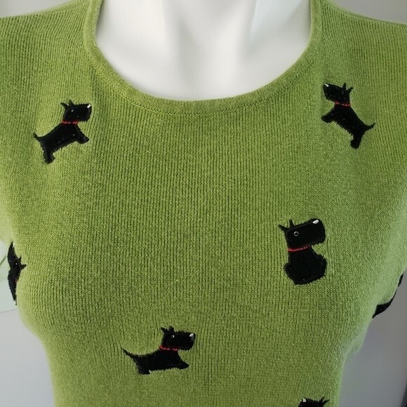 Vintage Scottie Dog Sweater PL Green - Picture 4 of 5